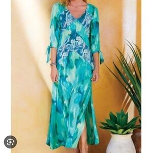 Soft Surroundings Blue and Green Maxi Dress
